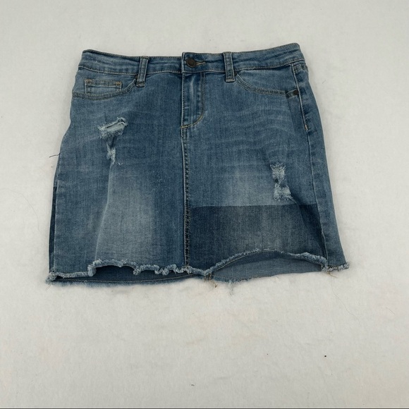 JOES Womens Jean skirt raw hem patch work size: 14 - Picture 1 of 7